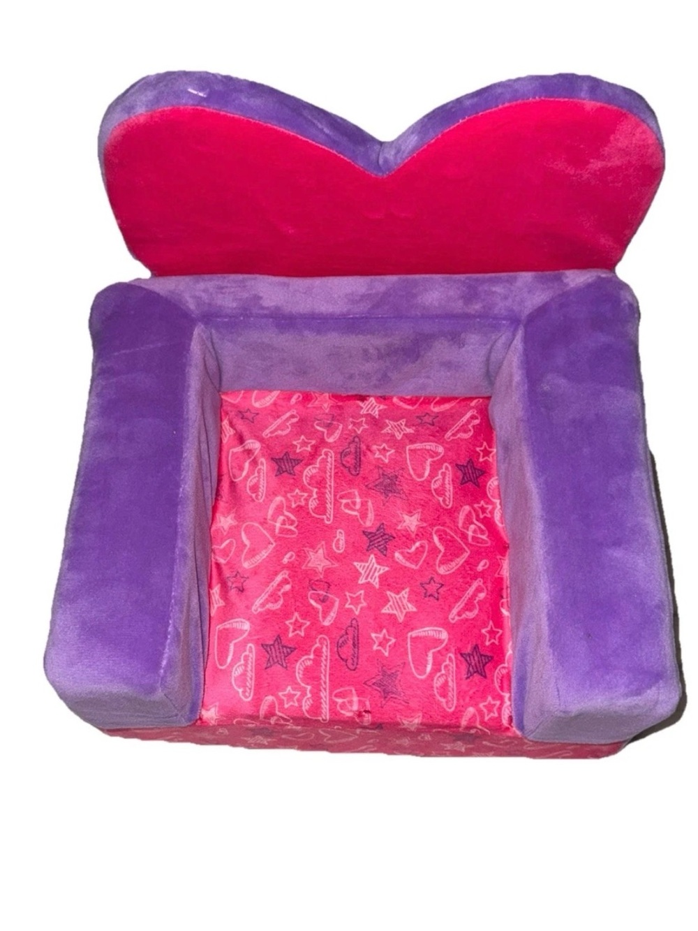 NEW Build A Bear Workshop Heart Chair Bed Plush Fold Out Furniture Pink Purple